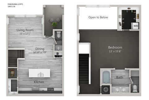 Panorama Loft 1BR 1_5B 2D Floor Plan